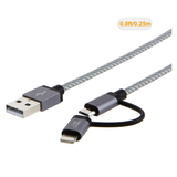 2in1 Micro USB Cargador Adapatador Cable Para Samsung y iPhone